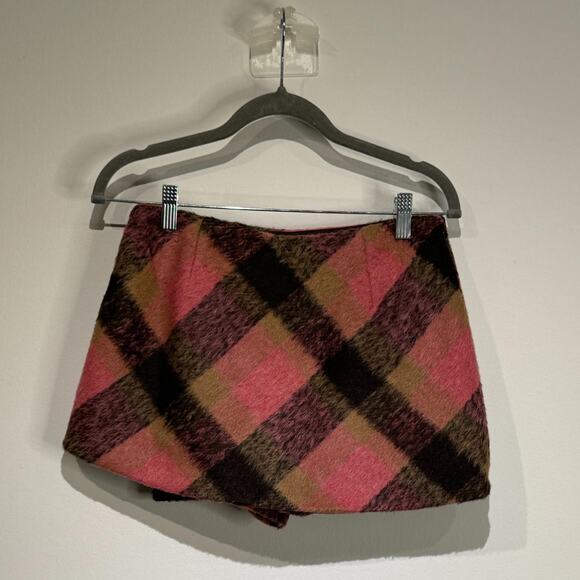 Brown and Pink Plaid Mini Skort M - Picture 5 of 6